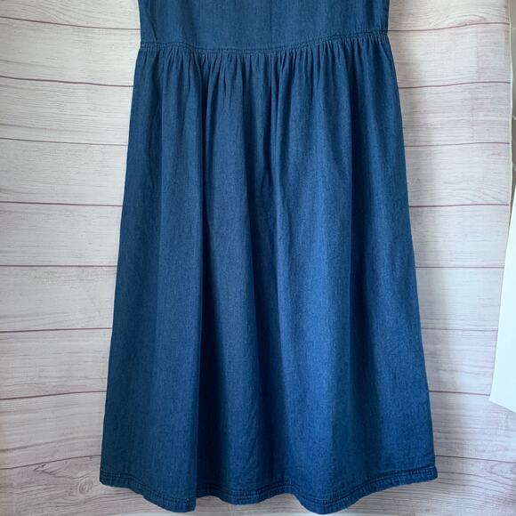 That's The Way To Go Always Innovative Denim Jean Dress Embroidered Birdhouse L - Picture 6 of 16